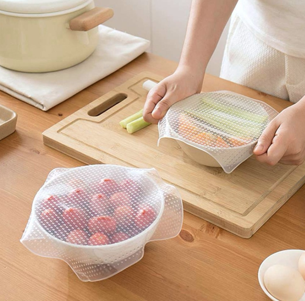 Stretch and Fresh Reusable Silicone Food Savers - Set of 4